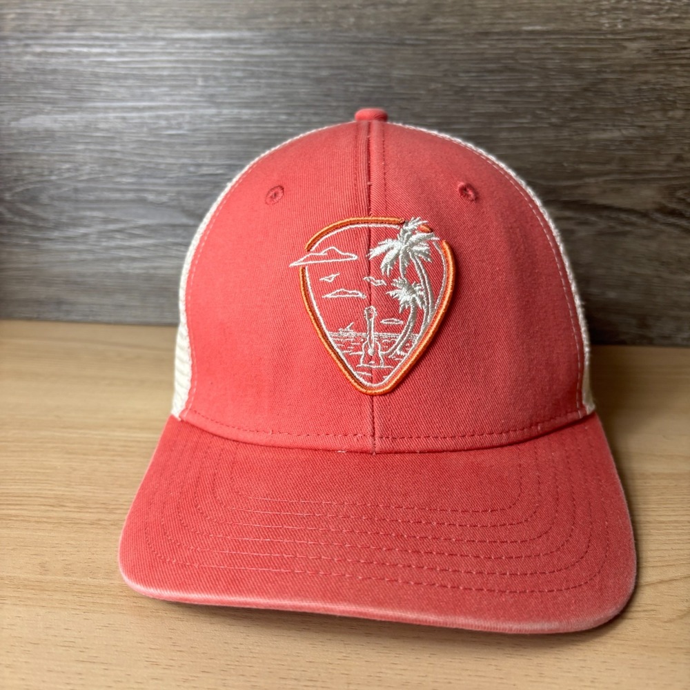 Vineyard Vines Hat Snap Back Orange Pink Vintage Wash Guitar Beach Adjustable